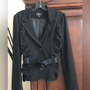Byline Black Ruched Blazer with Belt Size M